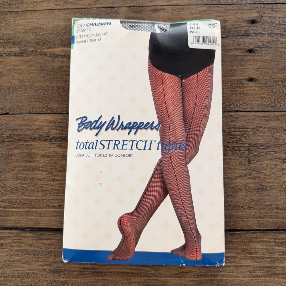 Body Wrappers C62 Children Seamed Fishnet Tights Black Total Stretch M-L Kids